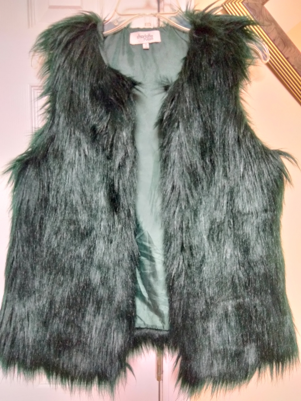 Charlotte Russe Dark Green Faux Fur Vest